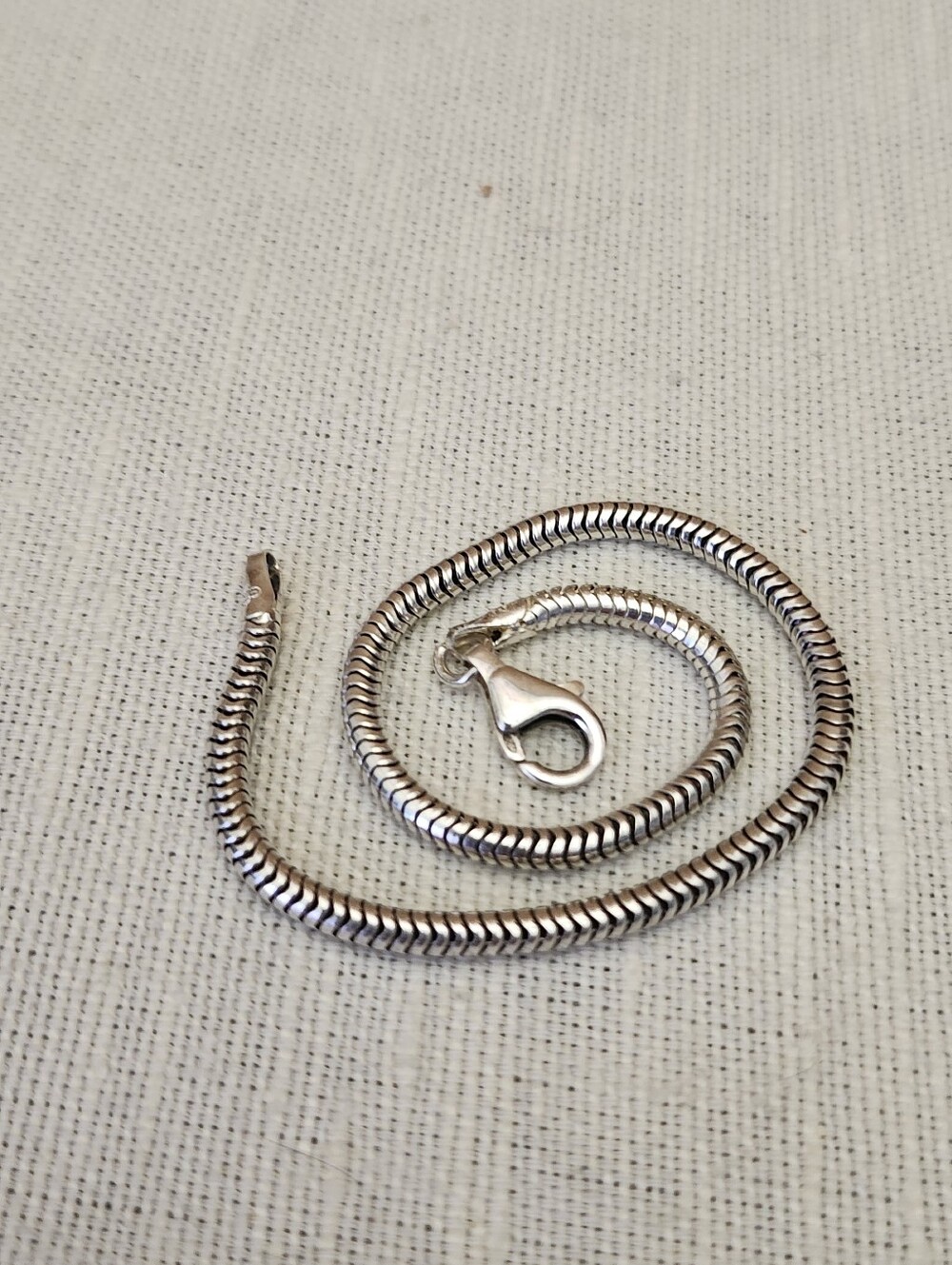 8.5" Sterling Silver Snake Chain Bracelet with Lobster Clasp IBB